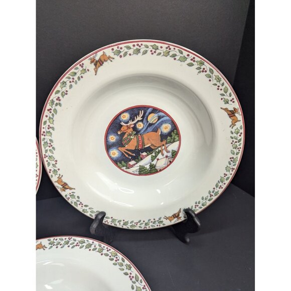 International China Stoneware Over The Housetops 9 1/4" Rimmed Bowl Lot of 3 - Picture 4 of 9